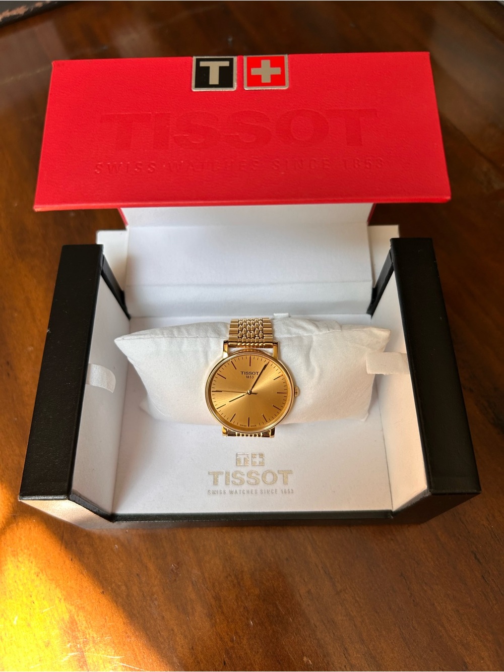 Tissot Gold Tone Minimalist Mesh Bracelet Watch